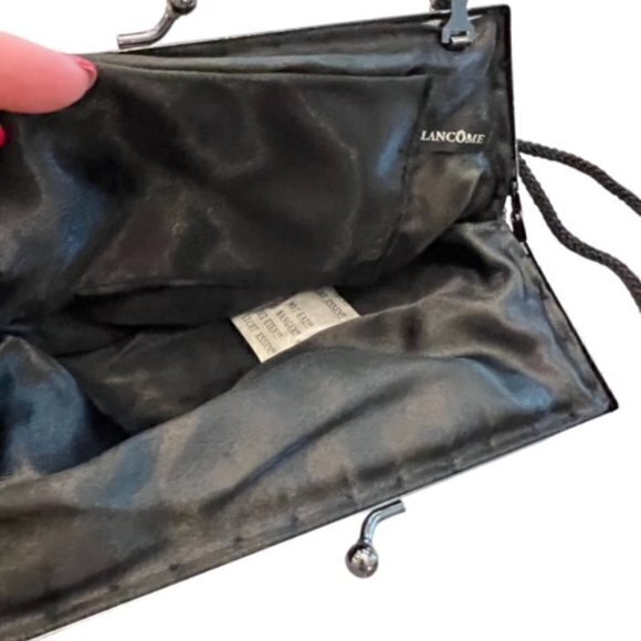 Vintage Purse Lancome Black‎ Beaded Crossbody / Clutch Shiny Formal Designer - Picture 8 of 11